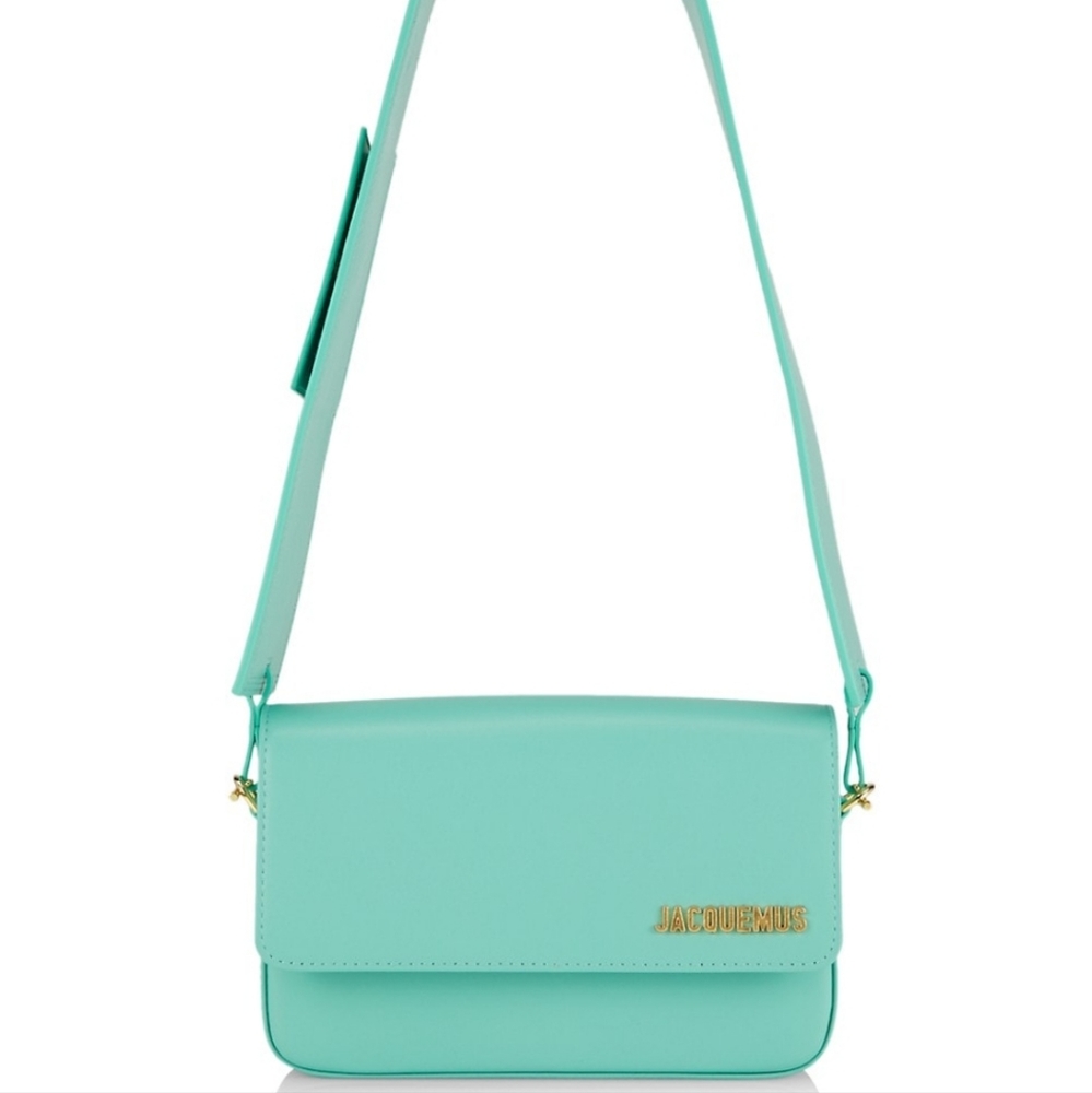 Jacquemus Le Carinu Leather Shoulder Bag Turquoise